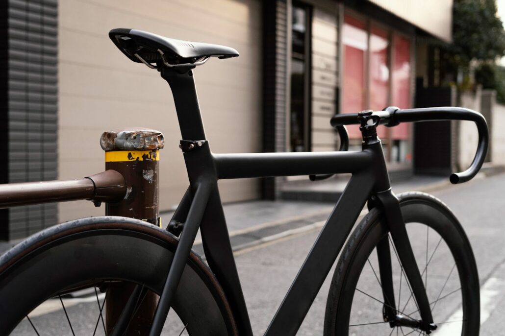 Black bike on the street