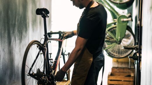 A man fixing a bicycle