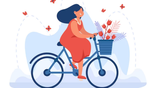 Happy Woman Riding a Bicycle