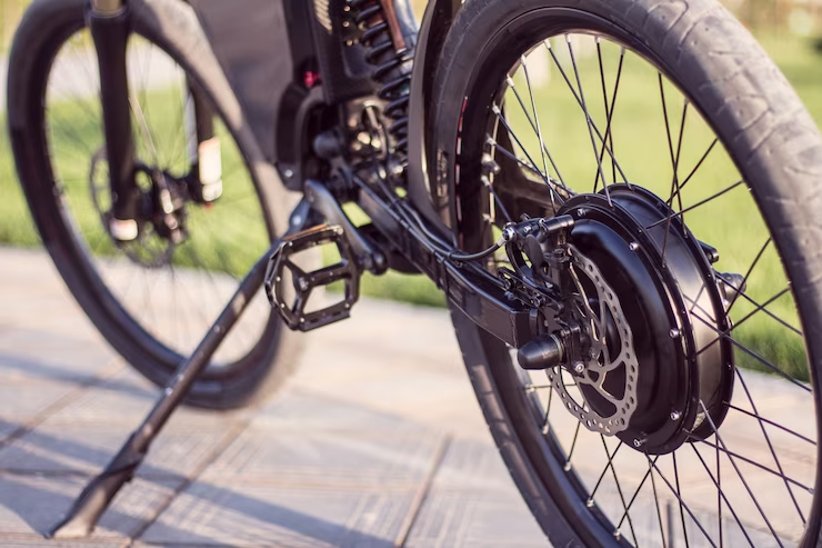 Electric Bike Motor Wheel Close up with Pedal