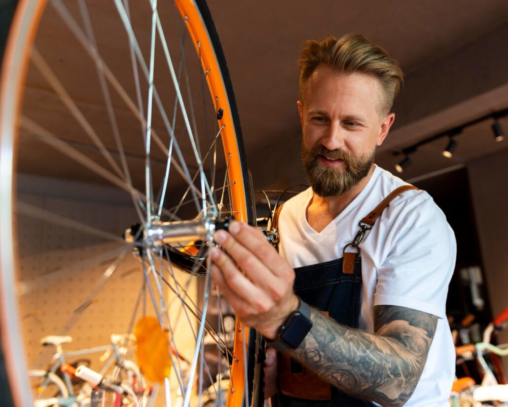 A man fixing a bike