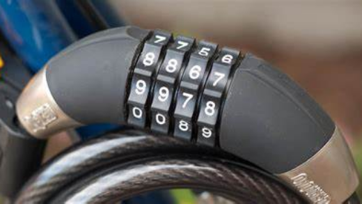 Cable lock with code on bike frame